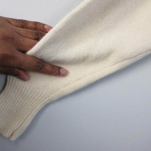 Linda B Collection Women's Sweater S Ivory Lambswool Angora Beads Vtg Luxury 332 - Picture 7 of 15